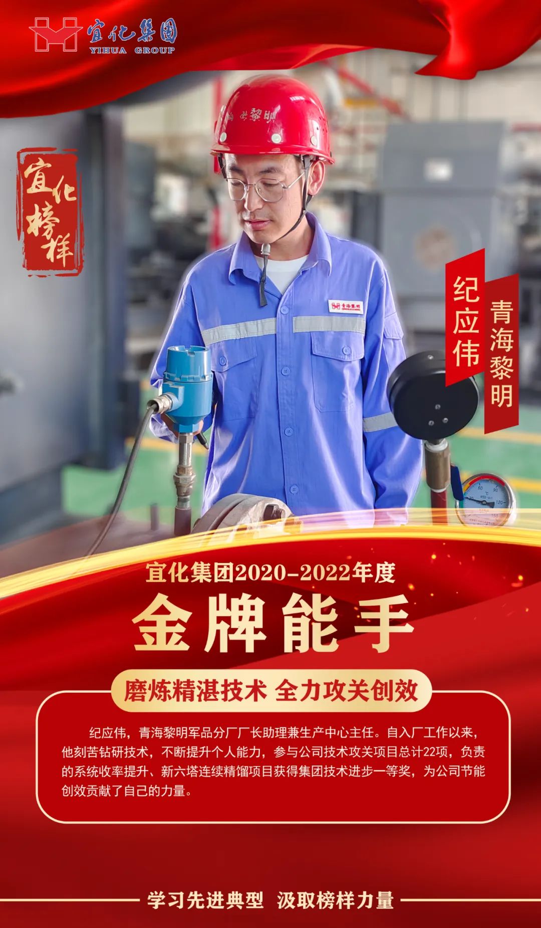 【宜化榜樣】金牌能手紀應偉：磨煉精湛技術，全力攻關創(chuàng)效